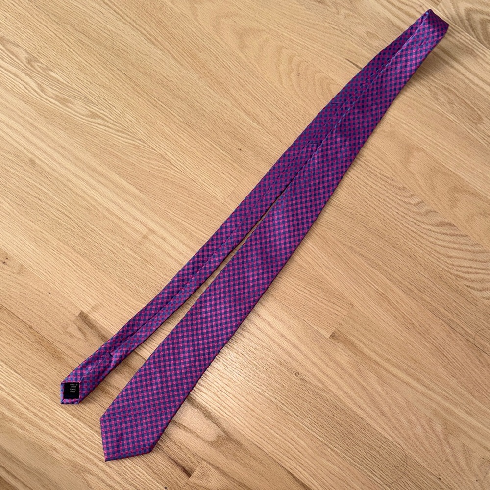 Michael Kors Purple Check Pattern Men's 100% Silk Tie
